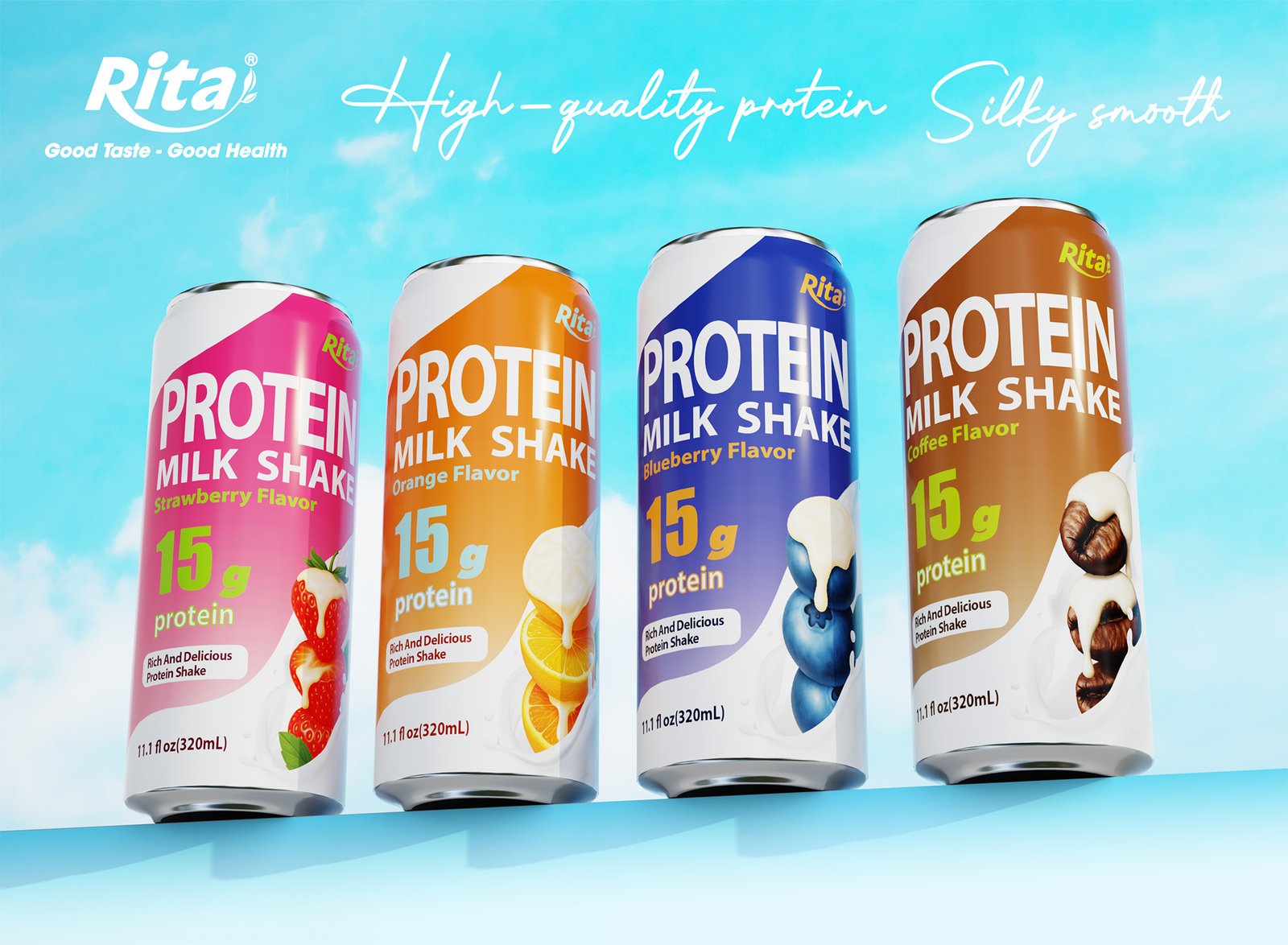 Rita 330ml sleek can milk drink all 4 flavor03 blue