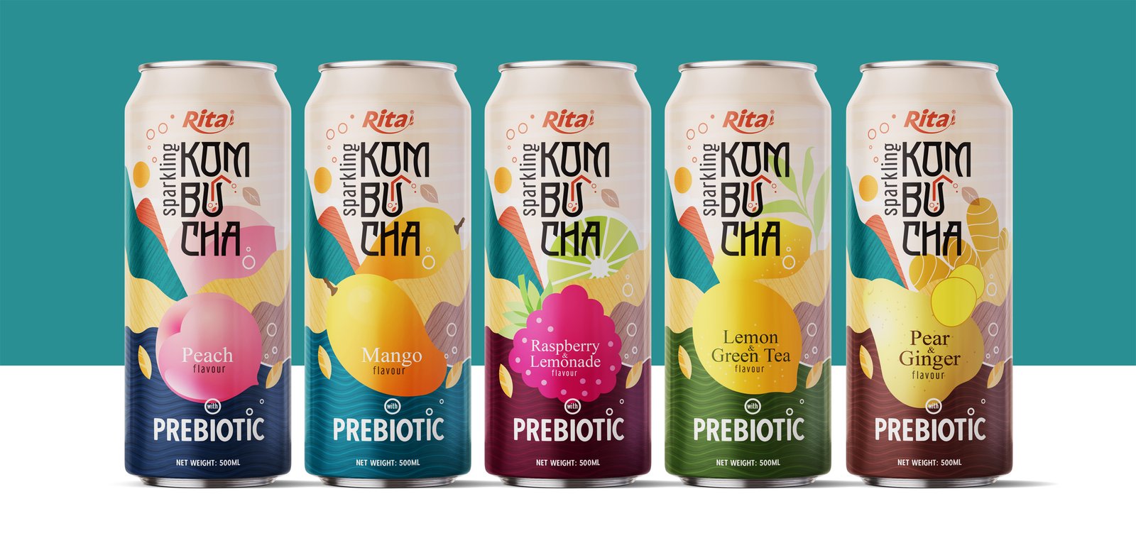 Series 5 cans Sparkling Kombucha Prebiotic 2