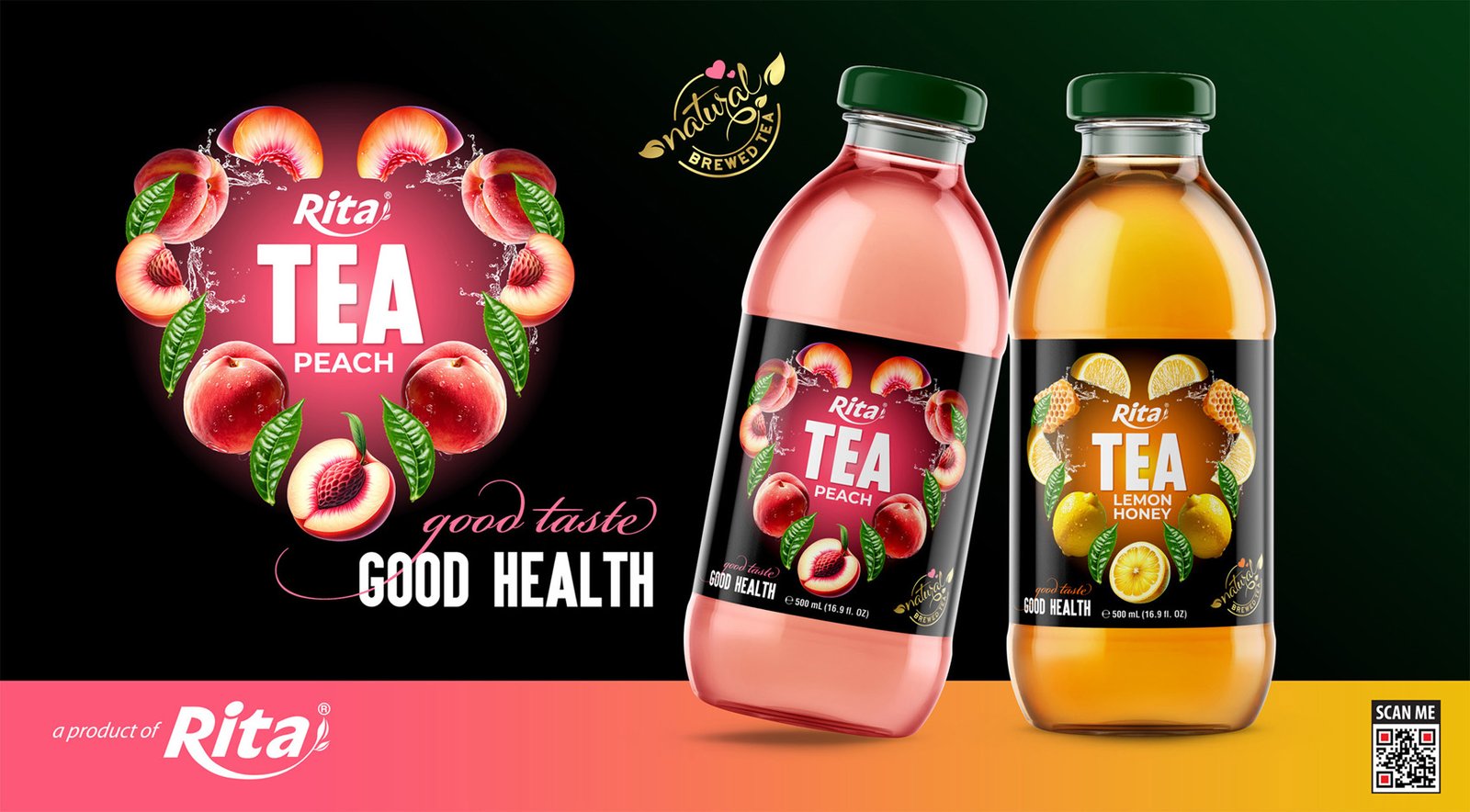 Poster Tea drink 500ml glass bottle 1