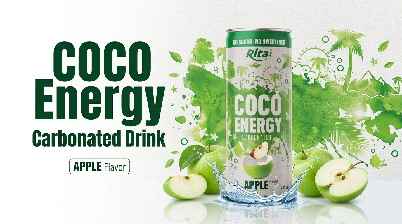 Coco Energy Carbonated Drink Apple Flavor 250ml Can