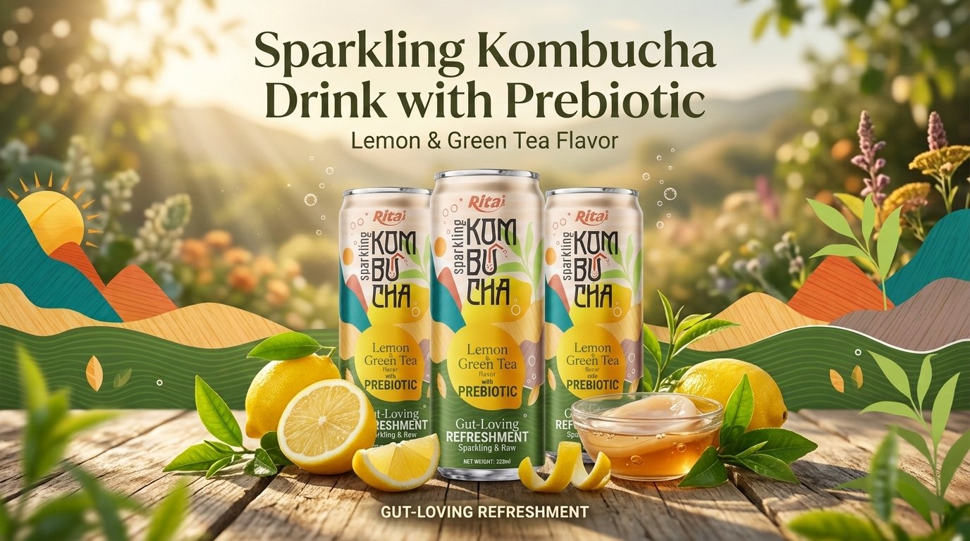 Rita Sparkling Kombucha Lemon & Green Tea Flavour With Prebiotic 320ml Can