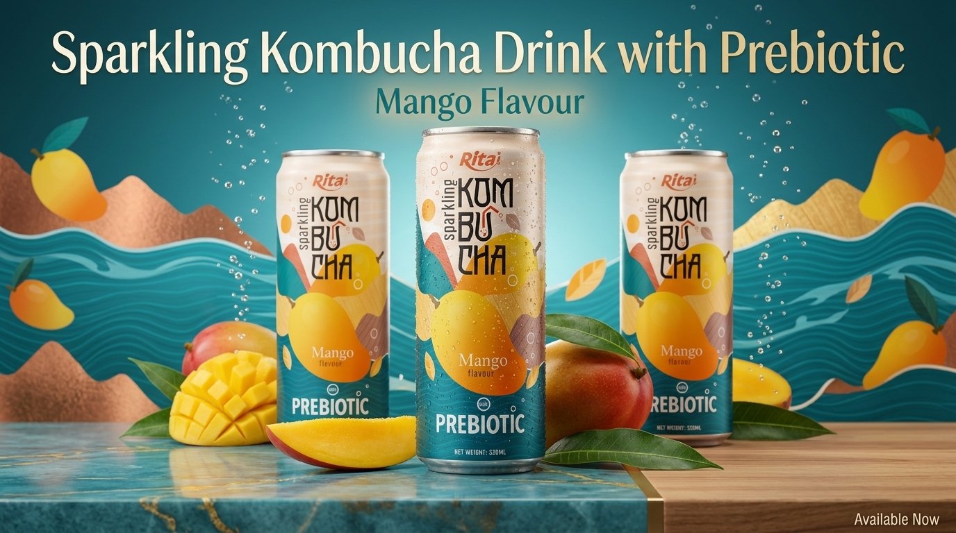 Rita Sparkling Kombucha Mango Flavour With Prebiotic 320ml Can