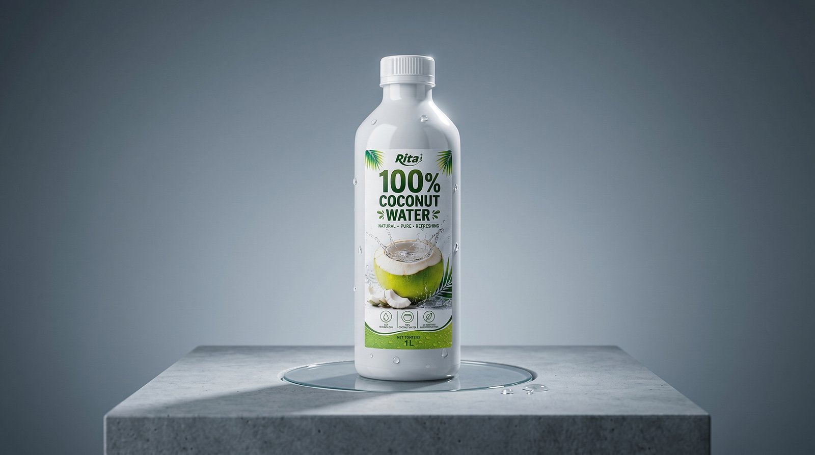 100% Pure Young Coconut Water 1L PET Bottle Wholesale Poster 2