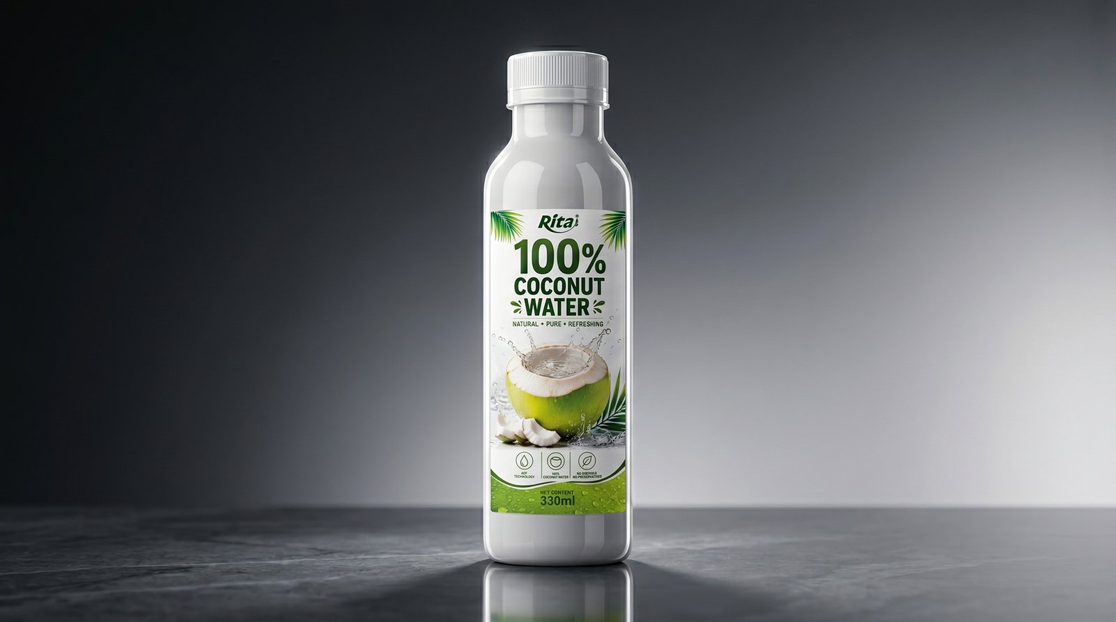 100% Pure Young Coconut Water 330ml PET Bottle Wholesale Poster 1