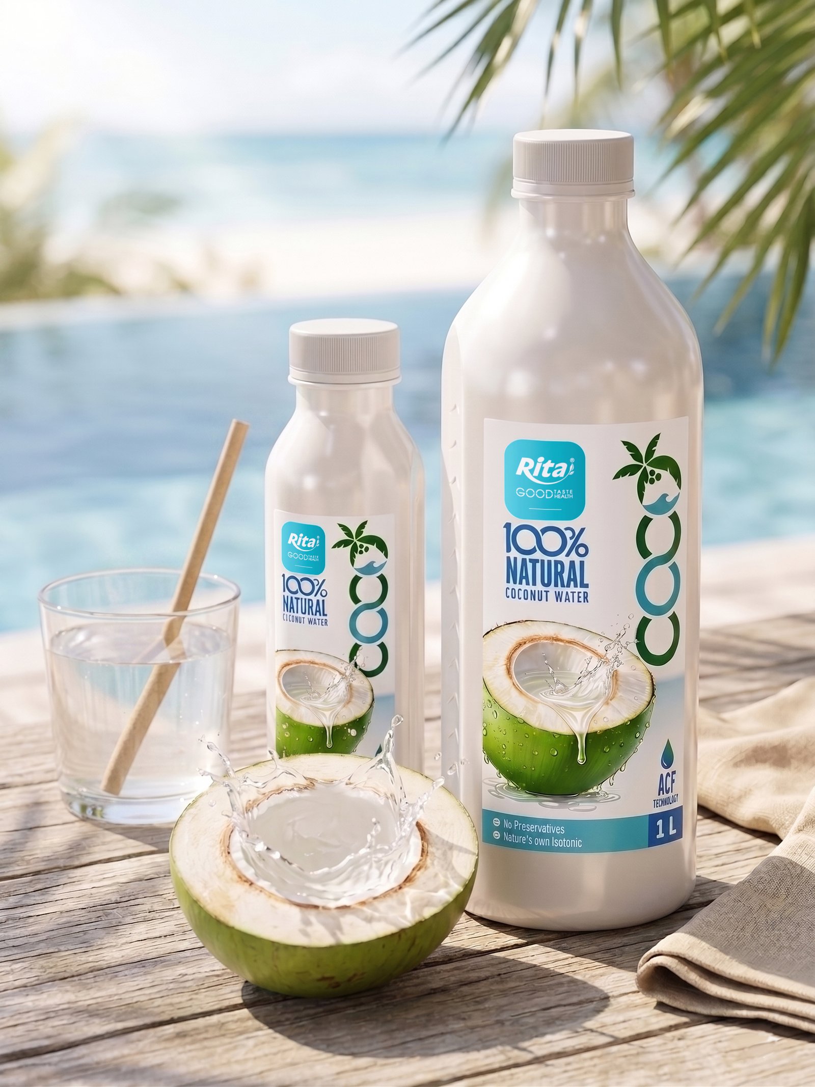 100% COCO natural coconut water 1L PET bottle ACF Poster 1