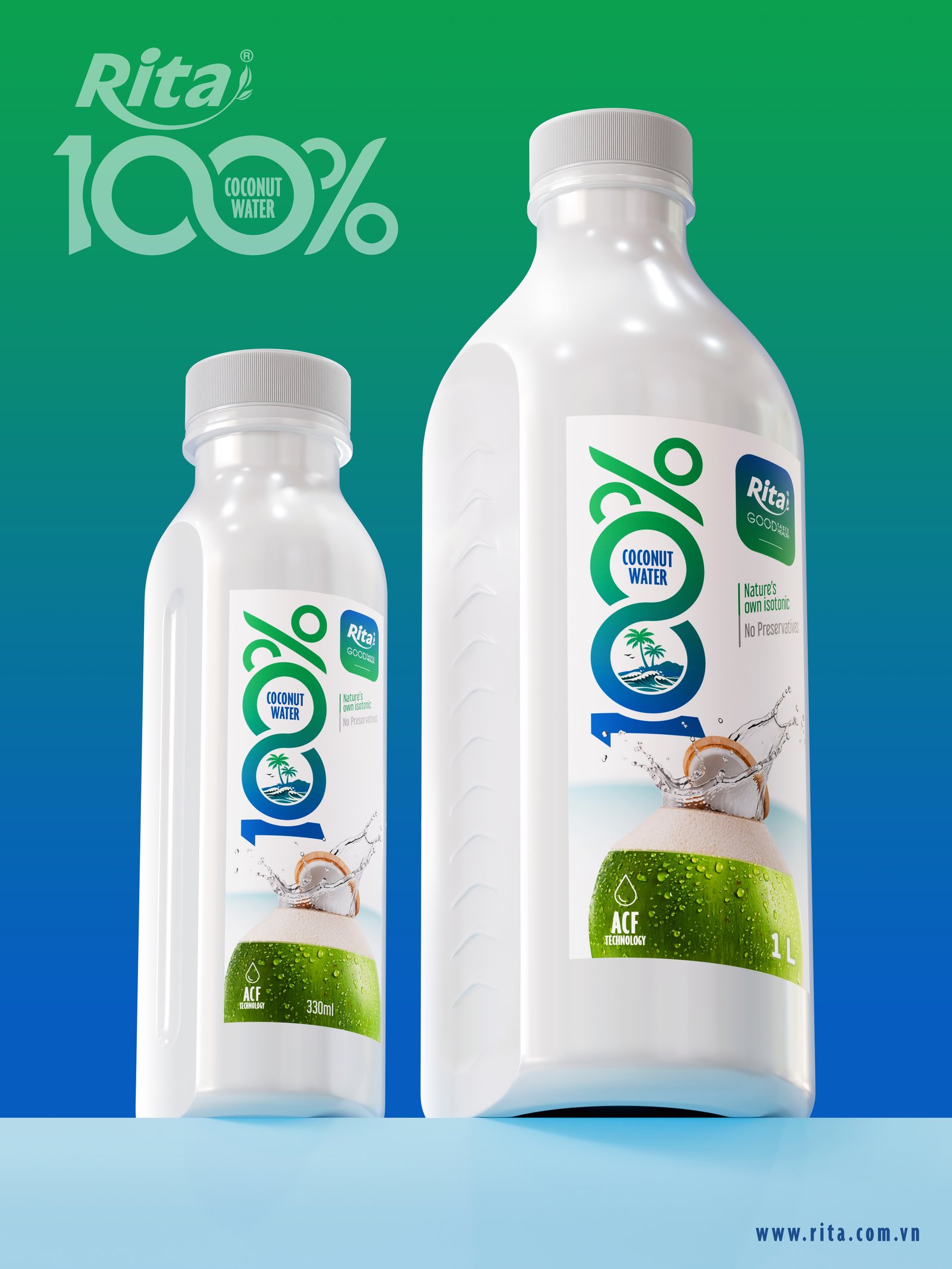 100% COCO natural coconut water 1L PET bottle ACF Poster 2