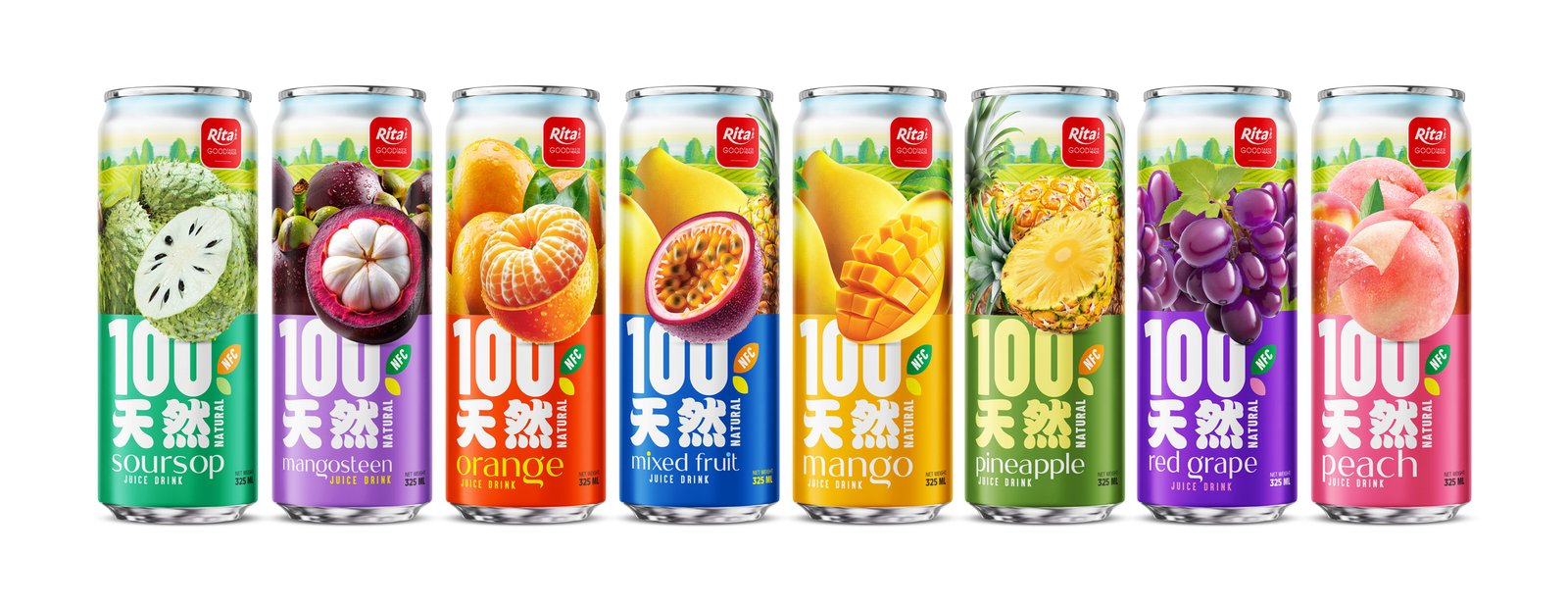 100 Natural Pineapple Juice Drink 325ml sleek can Poster 1