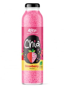 10.6 fl oz glass bottle mix chia seeds with strawberry juice