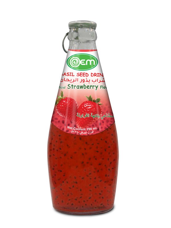 290ml OEM Basil Seed with Strawberry Flavor OEM Manufacturing Beverages