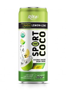 Less sugar sport coconut water lemon and lime juice flavor private brand