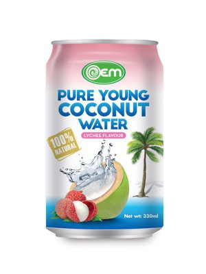 330ml OEM Coconut Water with Lychee Flavor