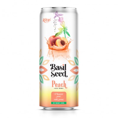 330ml cans Basil seed drink with Peach juice