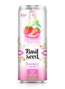 330ml cans Basil seed drink with Strawberry juice