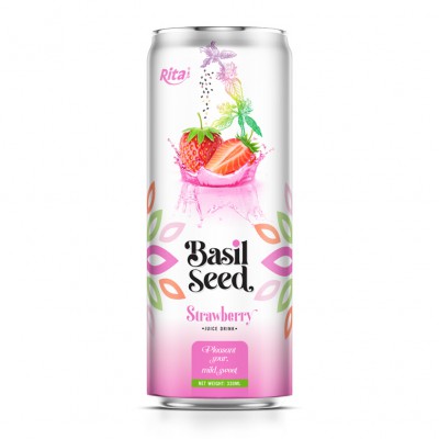 330ml cans Basil seed drink with Strawberry juice