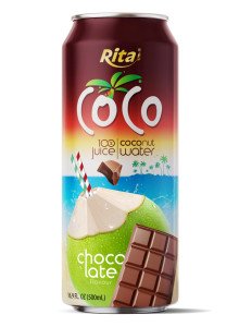 Rita Coco 100% Pure Coconut Water with Chocolate Flavour 500ml Can Version 3