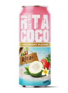 500ml canned RITACOCO coconut water with strawberry flavour