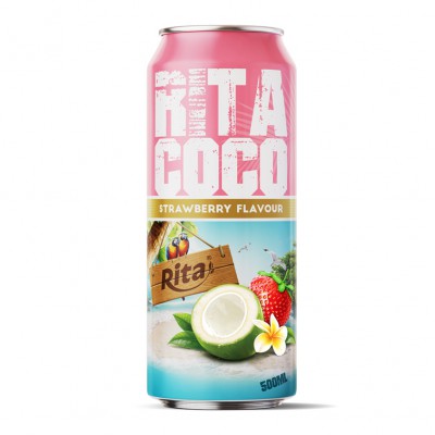 500ml canned RITACOCO coconut water with strawberry flavour