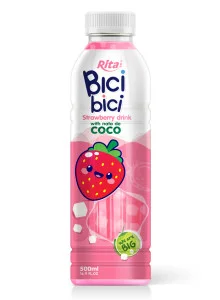 Rita New Bici Bici Strawberry Drink with Nata de Coco 500ml & 1L PET Bottle