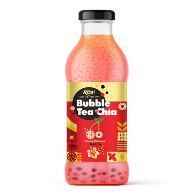 Bubble Tea with Chia seed and cherry hibiscus black tea