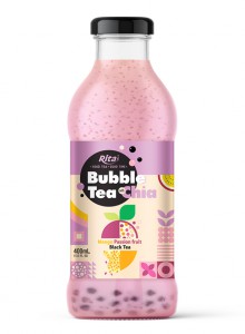 Bubble Tea with Chia seed and mango passion fruit black tea 400ml