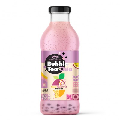 Bubble Tea with Chia seed and mango passion fruit black tea 400ml