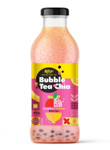 Bubble Tea with Chia seed and strawberr lemonade black tea 400ml