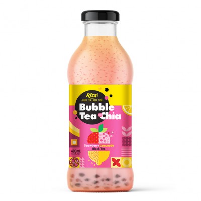 Bubble Tea with Chia seed and strawberr lemonade black tea 400ml