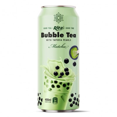 Bubble Tea with tapioca pearls and matcha 490ml