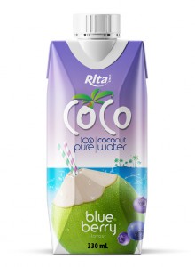 COCO 100 pure coconut water with blueberry flavour 330ml Paper box