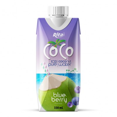 COCO 100 pure coconut water with blueberry flavour 330ml Paper box