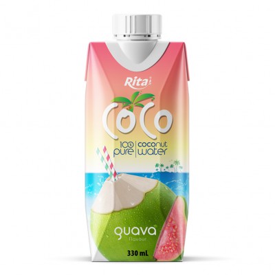 COCO 100 pure coconut water with guava flavour  330ml Paper box