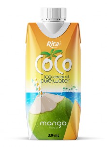 COCO 100 pure coconut water with mango flavour  330ml Paper box