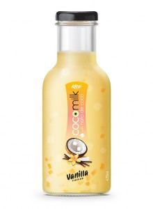 Coconut milk with nata coco vanilla 470ml glass bottle