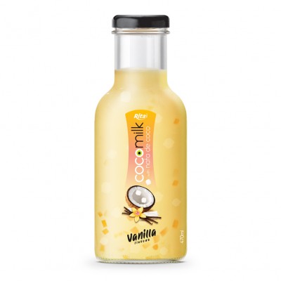 Coconut milk with nata coco vanilla 470ml glass bottle