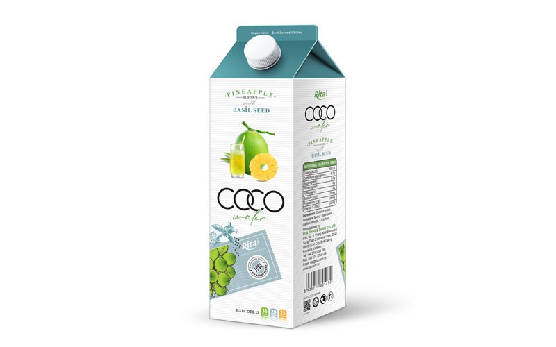 Coconut water basil seed with pineapple flavour 1L 