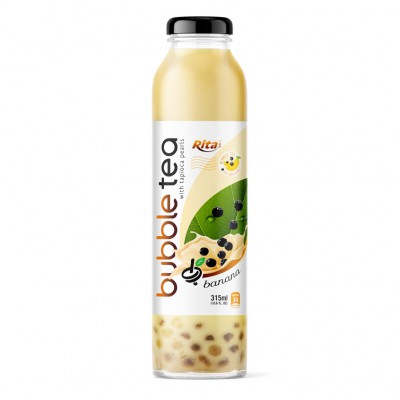 Glass bottle 315ml banana Bubble Tea with tapioca pearls