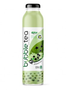 Glass bottle 315ml matcha Bubble Tea with tapioca pearls