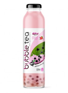 315ml strawberry Bubble Tea with tapioca pearls