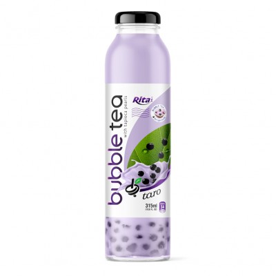 Glass bottle 315ml taro Bubble Tea with tapioca pearls