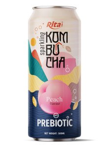 Rita Sparkling Kombucha Peach Flavour with Prebiotic 500ml Can Rita Sparkling Kombucha Peach Flavour with Prebiotic 500ml Can
