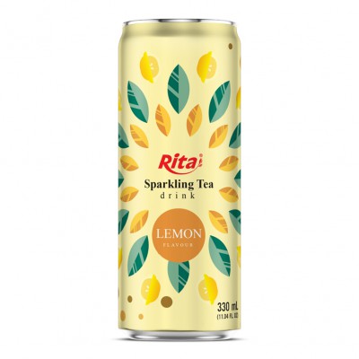 Sparkling Tea drink lemon flavor non alcoholic 330ml sleek can 1