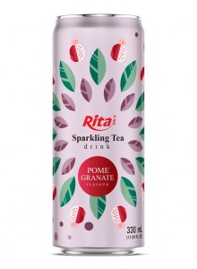 Sparkling Tea drink pomegranate flavor 330ml sleek can