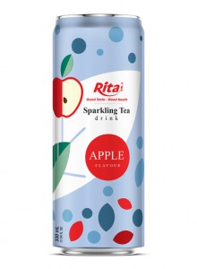 Tea Sparkling water with apple flavor 330ml sleek can