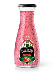 Wholesale glass  Chia Seed plus strawberry flavour drink 1L