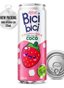 Bici Bici 325ml Strawberry drink with nata de Coco (wide opening can) Bici Bici 325ml Strawberry drink with nata de Coco (wide opening can)