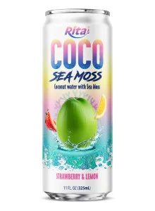 Coco Sea Moss Coconut water with sea moss Strawberry and Lemon Flavor 325ml sleek can Coco Sea Moss Coconut water with sea moss Strawberry and Lemon Flavor 325ml sleek can