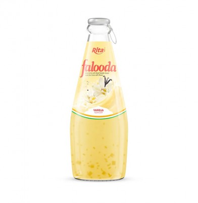 milk drink with basil seed mixed Nata de coco with vanilla flavour