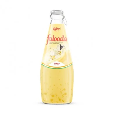 milk drink with basil seed mixed Nata de coco with vanilla flavour