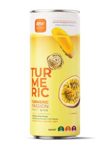 RITA Less Sugar Turmeric Passion Fruit Drink 250ml Slim Can RITA Less Sugar Turmeric Passion Fruit Drink 250ml Slim Can