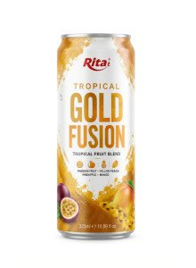 Tropical Gold Fusion fruit blend in 10.99 fl oz (325ml) cans Tropical Gold Fusion fruit blend in 10.99 fl oz (325ml) cans